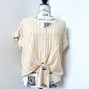 Cloth & Stone NEW Yellow Striped Button Down Top